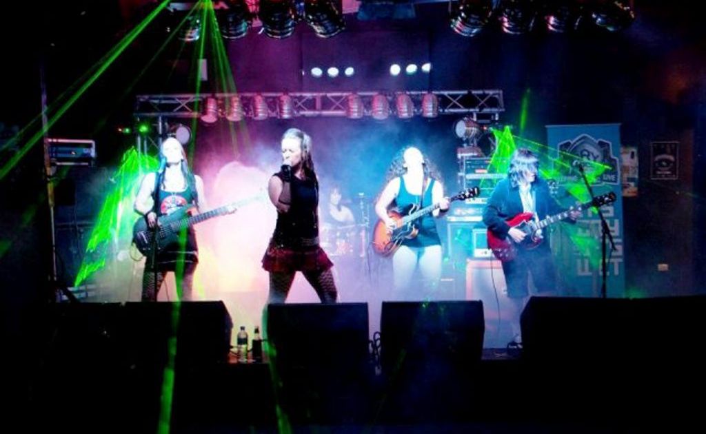 All-girl AC/DC cover band Her Way to Hell. All-girl AC/DC cover band Her Way to Hell.